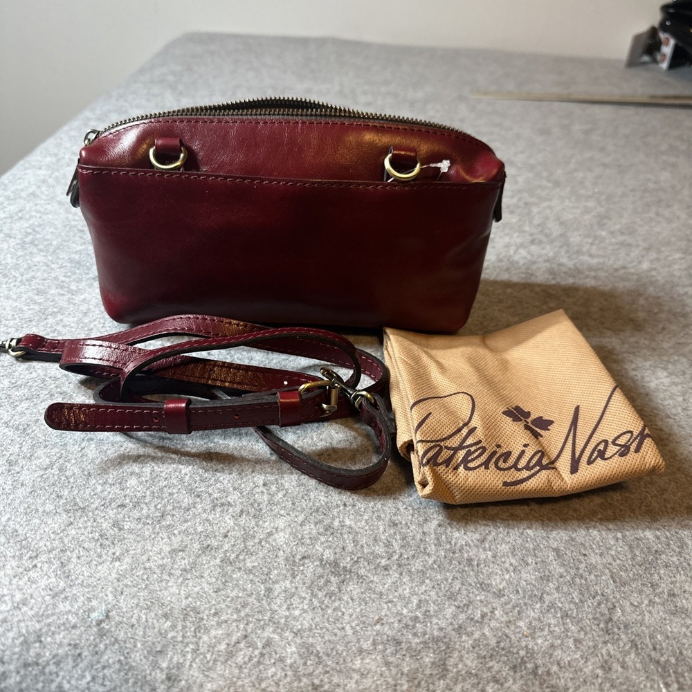 Patricia Nash Leather Joliet Pouch Crossbody Oxblood Red NWT - Picture 2 of 5